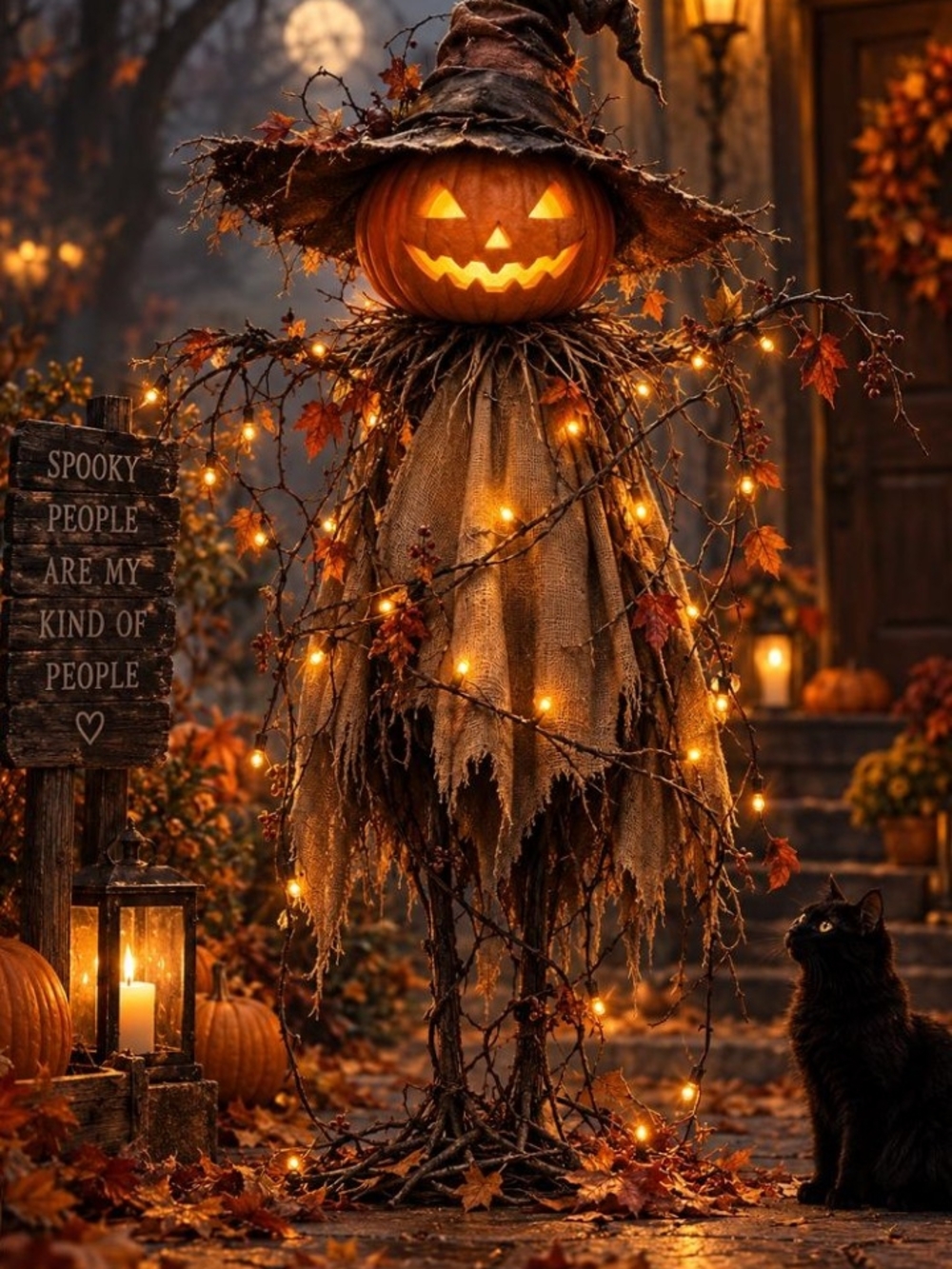 Halloween Pumpkin Scarecrow "Spooky People Are My Kind Of People" 8x10 Print